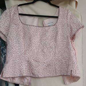 Zola Venera Blush Beaded Short-Sleeve Top